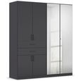 Maika Wardrobe - 181cm - 6 Door - Combi - H210cm - Metallic Dark Grey