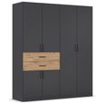 Maika Wardrobe - 181cm - 6 Door - H210cm - Metallic Dark Grey & Artisan Oak