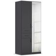 Maika Wardrobe - 91cm - 3 Door - Combi - H210cm - Metallic Dark Grey