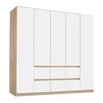 Mainz Wardrobe - 226cm - 5 Door - 6 Drawer - Sonoma Oak & Alpine White