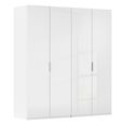 Miramar Type-5 Wardrobe - 201cm - 4 Door - Alpine White & Crystal White Glass