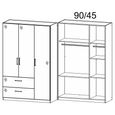 Morella Wardrobe - 136cm - 3 Door - 2 Drawer - Sonoma Oak & White High Gloss