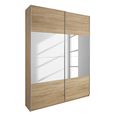 Quadra Sliding Wardrobe - 136cm - 2 Door - Sonoma Oak & Champagne Glass