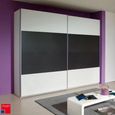 Quadra Sliding Wardrobe - 181cm - 2 Door - Alpine White & Metallic Dark Grey