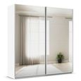 Quadra Sliding Wardrobe - 226cm - 2 Door - Mirrored - with Extras - Alpine White