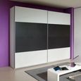 Quadra Sliding Wardrobe - 226cm - 2 Door - Alpine White & Metallic Dark Grey