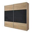 Quadra Sliding Wardrobe - 226cm - 2 Door - Sonoma Oak & Basalt Glass