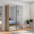 Reflect Sliding Wardrobe - 131cm - 2 Door - Mirrored - Artisan Oak