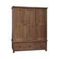 Rustic Oak Wardrobe - 3 Door - 2 Drawer - Oak