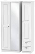 Victoria Wardrobe - 3 Door - 1 Mirror - Tall - Combi - White Ash