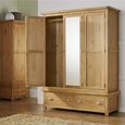 Woburn Mirror Wardrobe - 3 Door - 2 Drawer - Rustic Oak