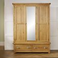 Woburn Mirror Wardrobe - 3 Door - 2 Drawer - Rustic Oak