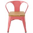 Evi Kids Chair - Set of 2 - Curved Back - Dark Pink - Plywood and Metal