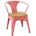 Evi Kids Chair - Set of 2 - Curved Back - Dark Pink - Plywood and Metal