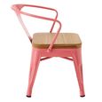 Evi Kids Chair - Set of 2 - Curved Back - Dark Pink - Plywood and Metal