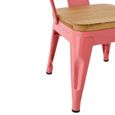 Evi Kids Chair - Set of 2 - Curved Back - Dark Pink - Plywood and Metal