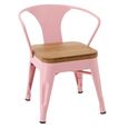 Evi Kids Chair - Set of 2 - Curved Back - Light Pink - Plywood and Metal