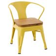 Evi Kids Chair - Set of 2 - Curved Back - Yellow - Plywood and Metal