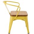Evi Kids Chair - Set of 2 - Curved Back - Yellow - Plywood and Metal