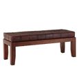 Inca Bench - Brown Leather with Stitching