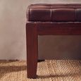 Inca Bench - Brown Leather with Stitching