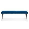 Luxe Dining Bench - Blue Velvet and Black - Fabric and Metal