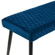 Luxe Dining Bench - Blue Velvet and Black - Fabric and Metal