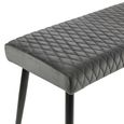 Luxe Dining Bench - Grey Velvet and Black - Fabric and Metal