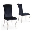 Louis Dining Chair - Black Velvet Fabric - Chrome Legs
