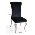 Louis Dining Chair - Black Velvet Fabric - Chrome Legs