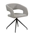 Clearance - Swivel Dining Chair - Set of 2 - Light Grey Boucle Fabric - Black Metal Leg - FSS15616