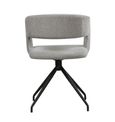 Clearance - Swivel Dining Chair - Set of 2 - Light Grey Boucle Fabric - Black Metal Leg - FSS15616