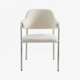 Albert Dining Armchair - Teddy Fabric - White