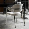 Albert Dining Armchair - Teddy Fabric - White