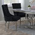 Knocker Back Dining Chair - Black Velvet Fabric - Chrome Legs