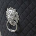 Lion Knocker Back Dining Chair - Black Velvet Fabric - Chrome Legs