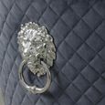 Lion Knocker Back Dining Chair - Grey Velvet Fabric - Chrome Legs