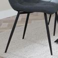 Corona Dining Chair - Light Grey Fabric - Black Metal Legs