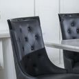 Carmela Dining Chair - Large High Back - Black Leather - Black Legs