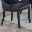 Carmela Dining Chair - Large High Back - Black Leather - Black Legs