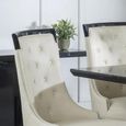 Carmela Dining Chair - Large High Back - Cream Leather - Black Legs