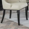 Carmela Dining Chair - Large High Back - Cream Leather - Black Legs