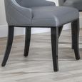 Carmela Dining Chair - Large High Back - Grey Leather - Black Legs