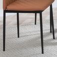Clearance - Metro Dining Chair - Burnt Orange Leather - Black Metal Legs