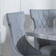 Mimi Dining Chair - Large High Back - Grey Leather - Black Legs