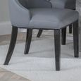 Mimi Dining Chair - Large High Back - Grey Leather - Black Legs