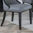 Paris Dining Chair - Grey Leather - Black Legs