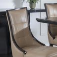 Paris Dining Chair - Taupe Leather - Brown Legs