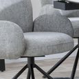 Theo Dining Armchair - Swivel - Dark Grey Fabric - Black Legs