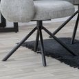 Theo Dining Armchair - Swivel - Dark Grey Fabric - Black Legs
